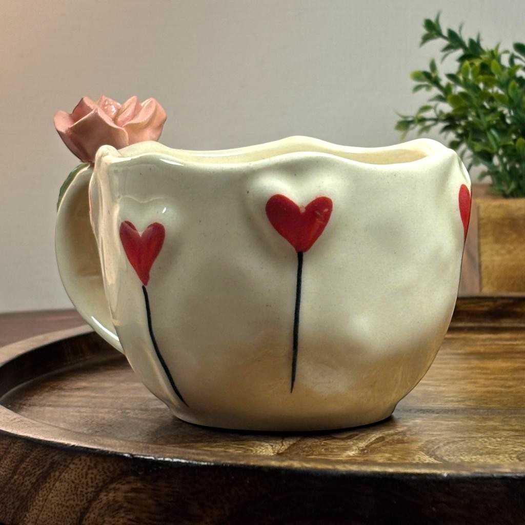 Rose Bloom Ceramic Cup - Pink