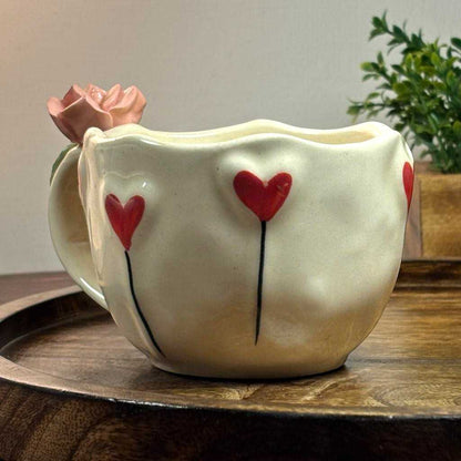 Rose Bloom Ceramic Cup - Pink