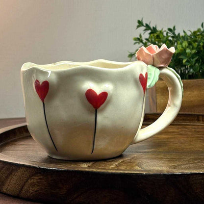 Rose Bloom Ceramic Cup - Pink