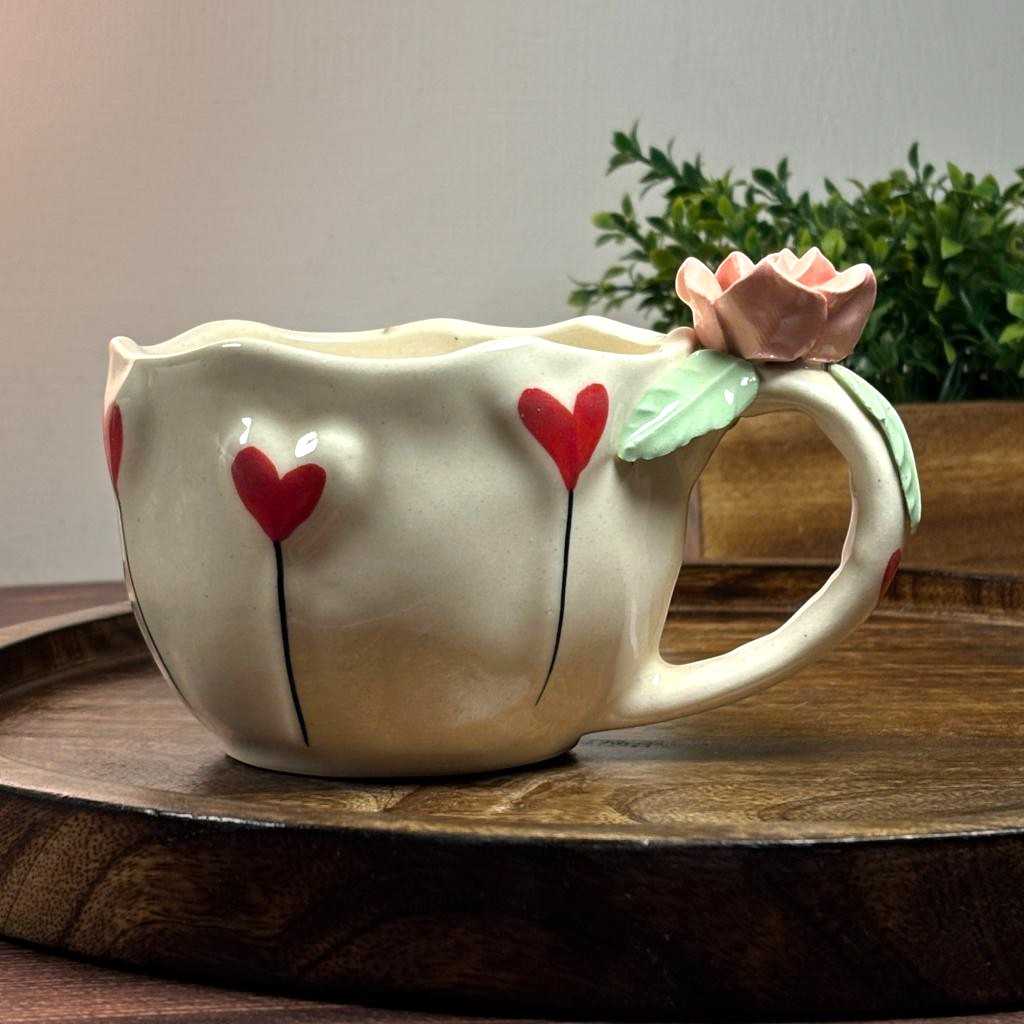 Rose Bloom Ceramic Cup - Pink