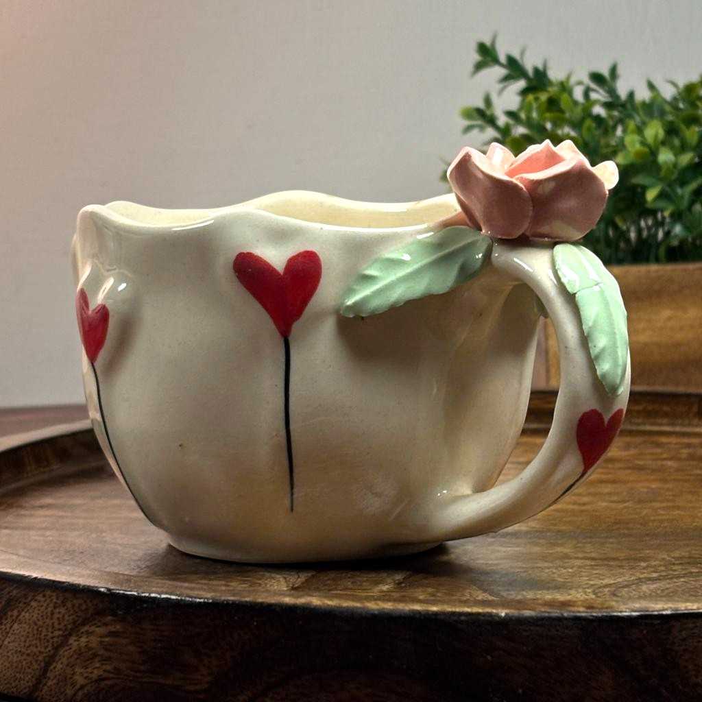 Rose Bloom Ceramic Cup - Pink