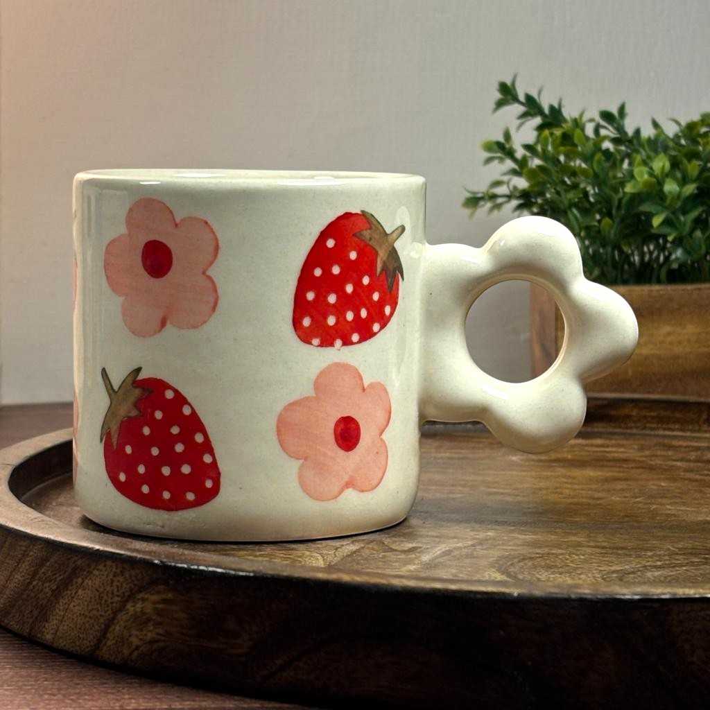 Strawberry Bloom Ceramic Cup