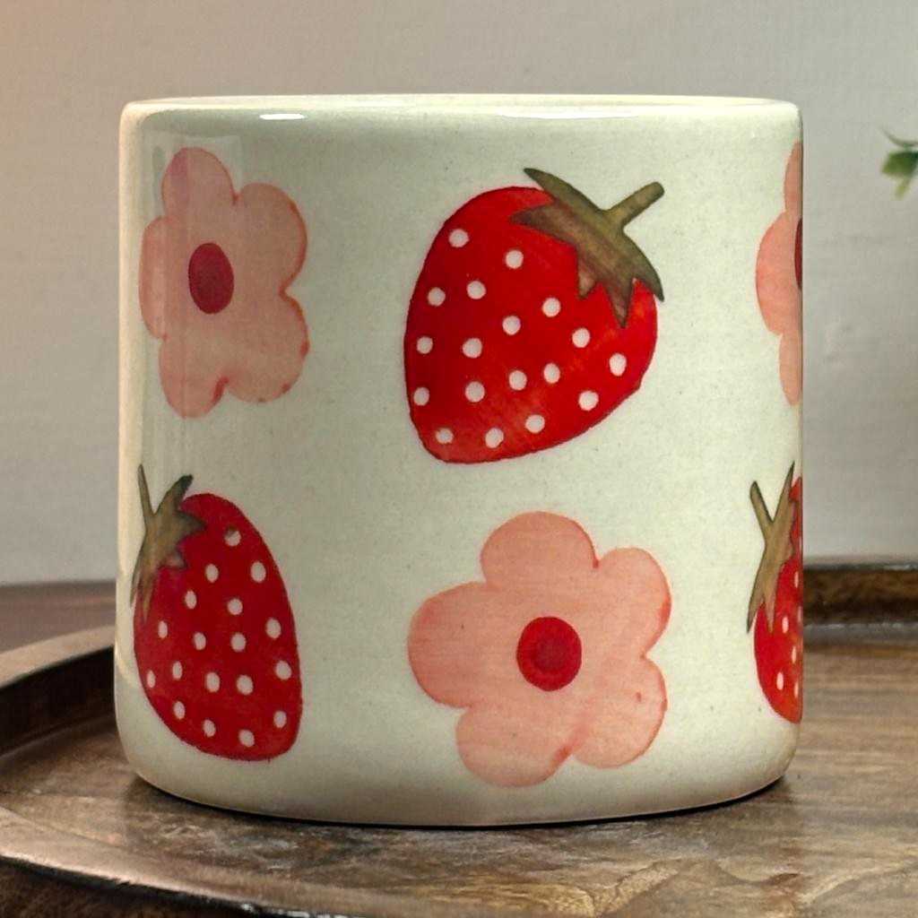Strawberry Bloom Ceramic Cup