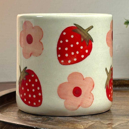 Strawberry Bloom Ceramic Cup