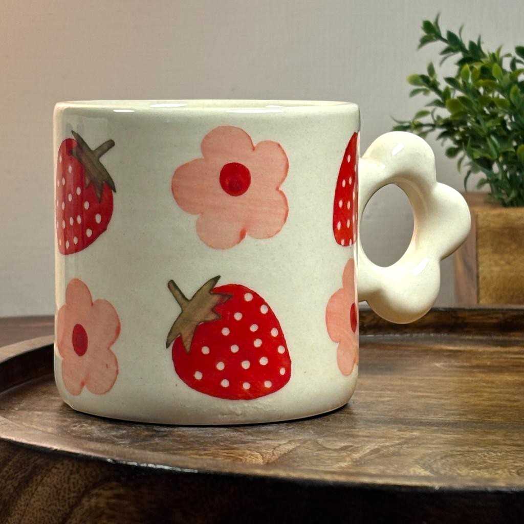 Strawberry Bloom Ceramic Cup