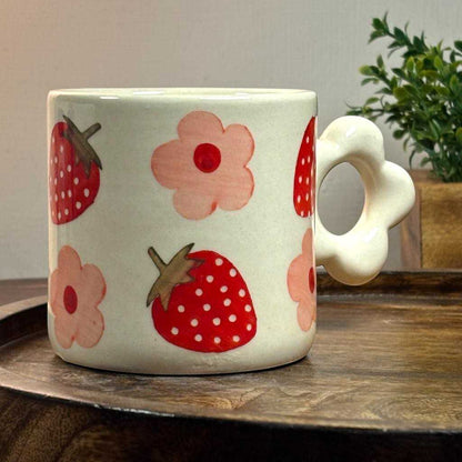 Strawberry Bloom Ceramic Cup