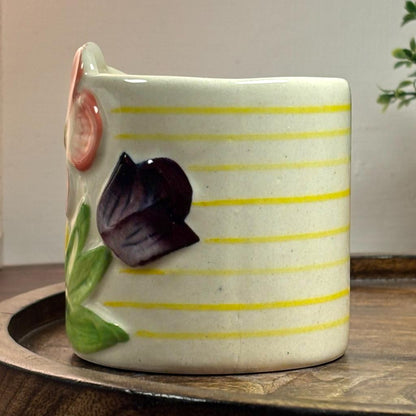 Sculpted Bloom Ceramic Cup - Pink