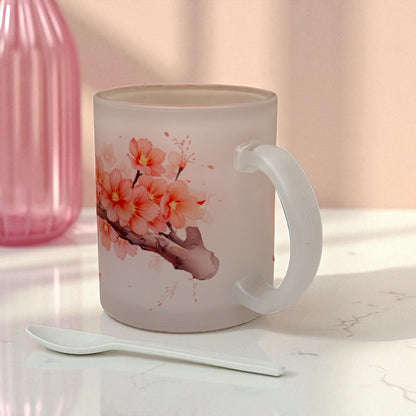 Sakura Drift Frosted Glass Mug