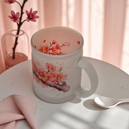 Sakura Drift Frosted Glass Mug