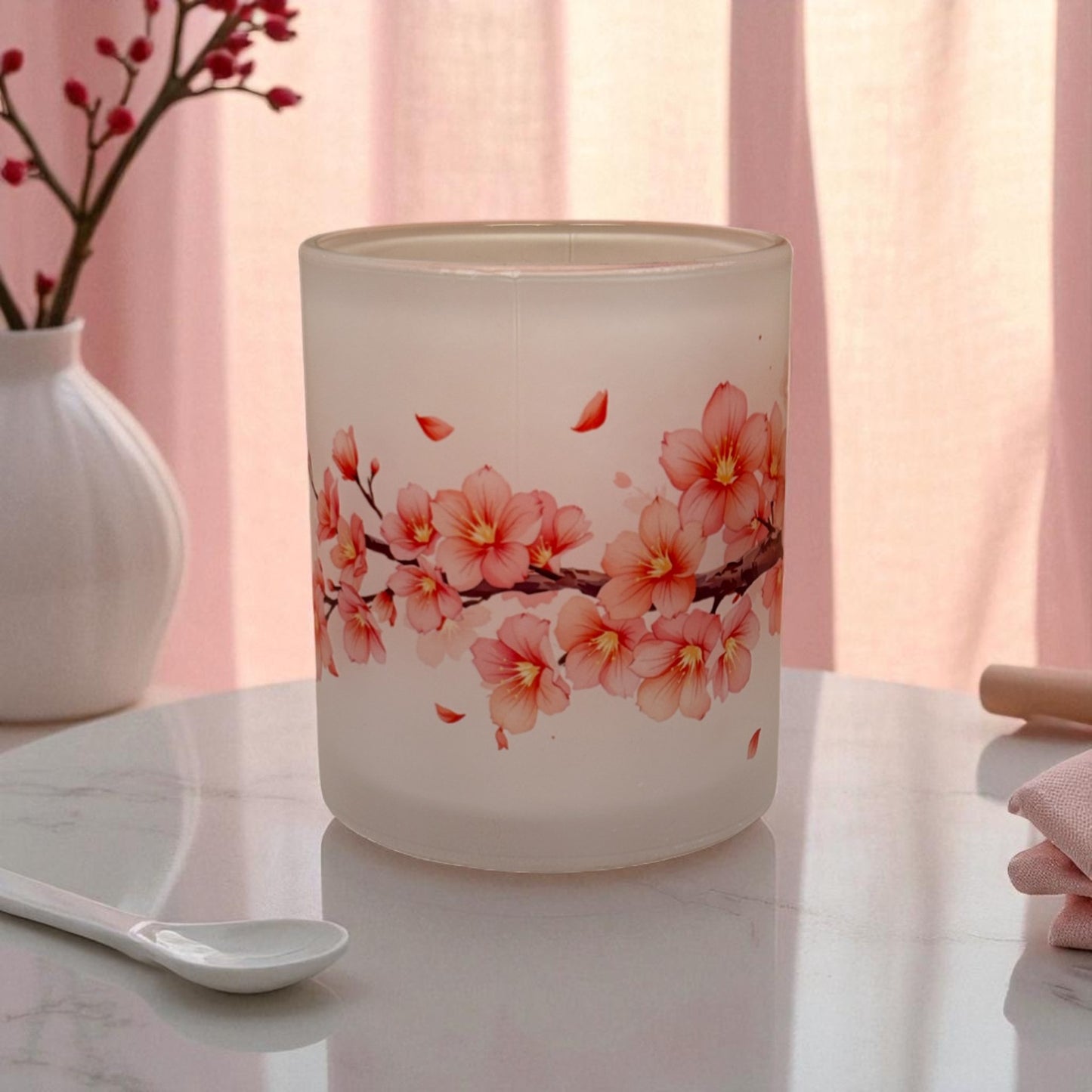 Sakura Drift Frosted Glass Mug