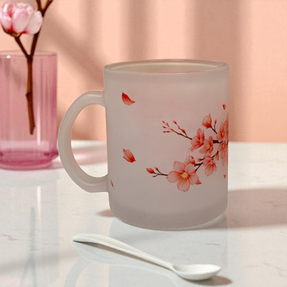 Sakura Drift Frosted Glass Mug