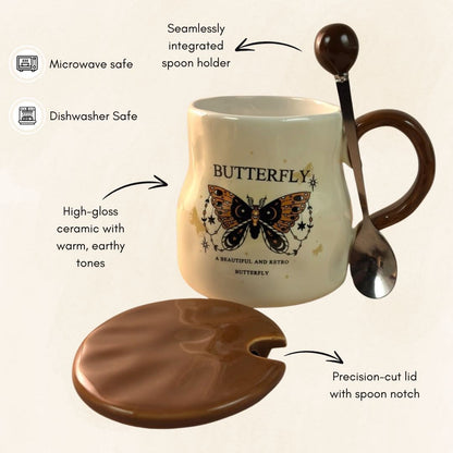 Victorian Flutter Ceramic Mug (With Spoon and Lid)
