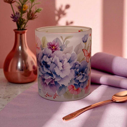 Violet Bloom Frosted Glass Mug